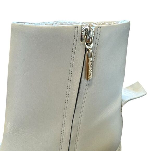 Revolve Larroude Hailey Square Toe Ivory Block Heel Leather Booties - Picture 5 of 10